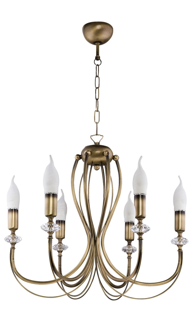 Lampadario MELODY a candela oro antico 6xE14 Jupiter