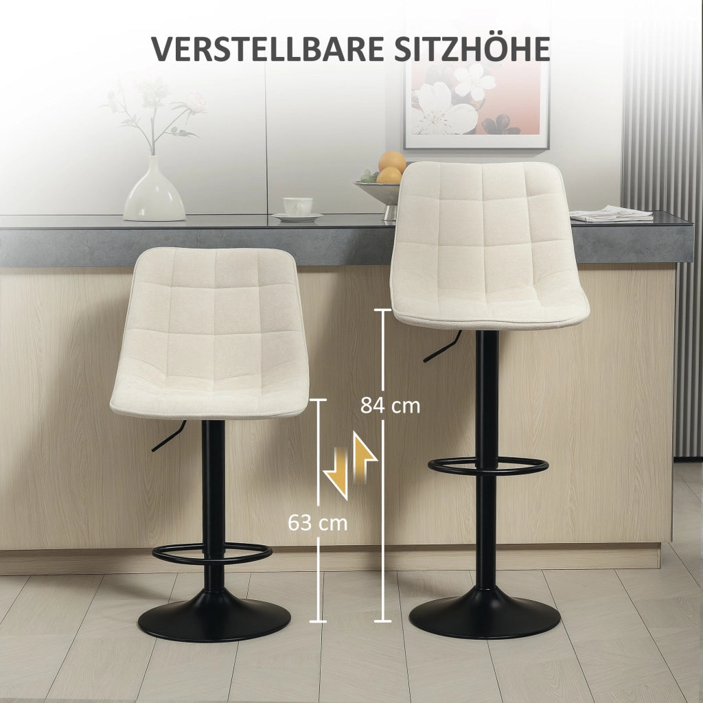 Sgabello da bar ¨C zephmum ¨C 2 pezzi con schienale e braccioli, imbottito, regolabile in altezza, colore beige