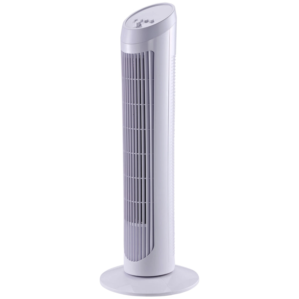 Ventilatore a Torre Oscillante da 45W a 3 Velocit¨¤, Ventilatore a Colonna in Plastica ABS, 27x27x75 cm, Bianco
