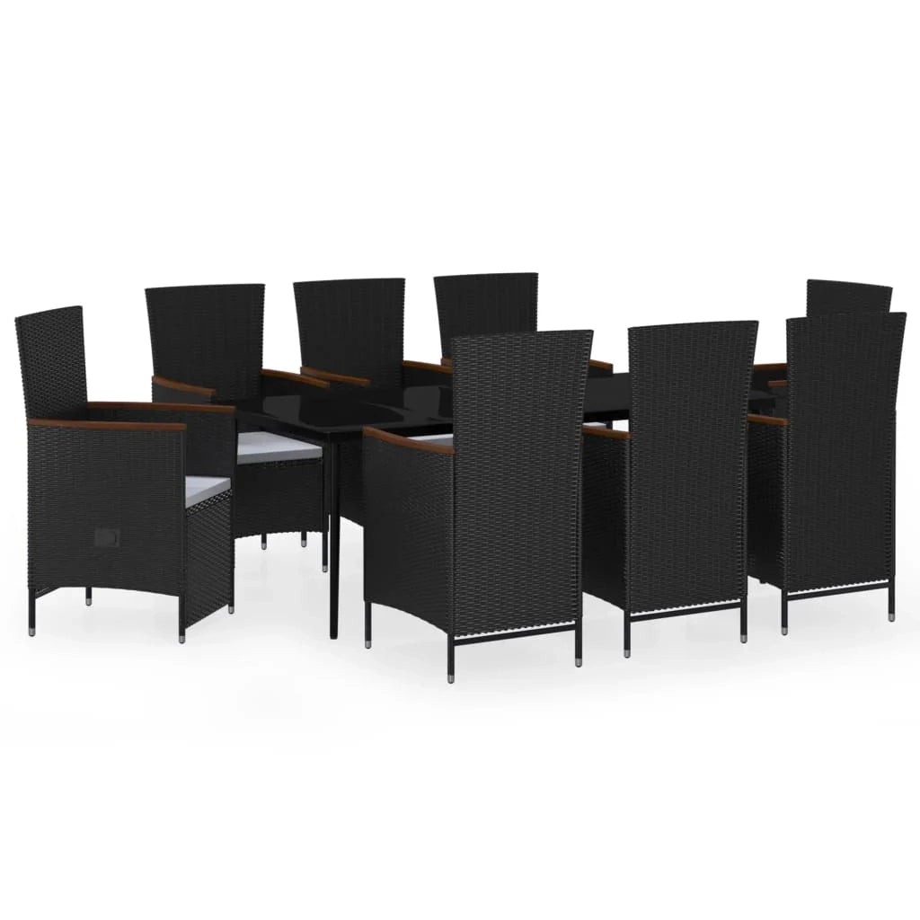 Set da pranzo da esterno nero da 9 pezzi con cuscini 02_0014178