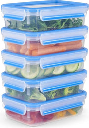 Set di contenitori di stoccaggio alimentare a 5 pezzi Masterseal Fresh - 100% impermeabili - Chiavi di chiusura igieniche - Resistente a lavastoviglie e forno a microonde - Resistente al congelamento