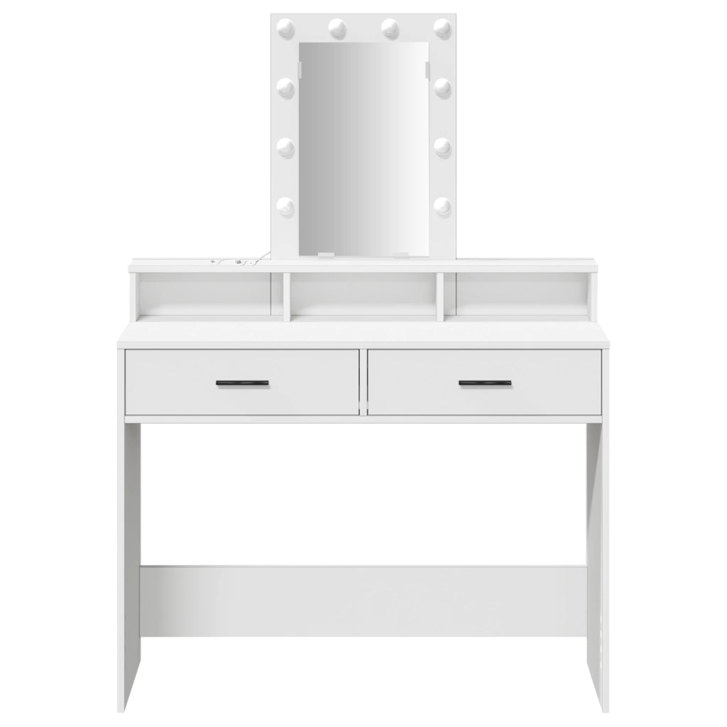 Tavolo da trucco con luci a LED Bianco 100x41x140 cm