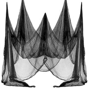 Tessuto decorativo per Halloween 215 x 500 cm - Nero - Tela griezelda - Sfumatura horror - Atmosfera misteriosa - Adatto per veranda/finestra