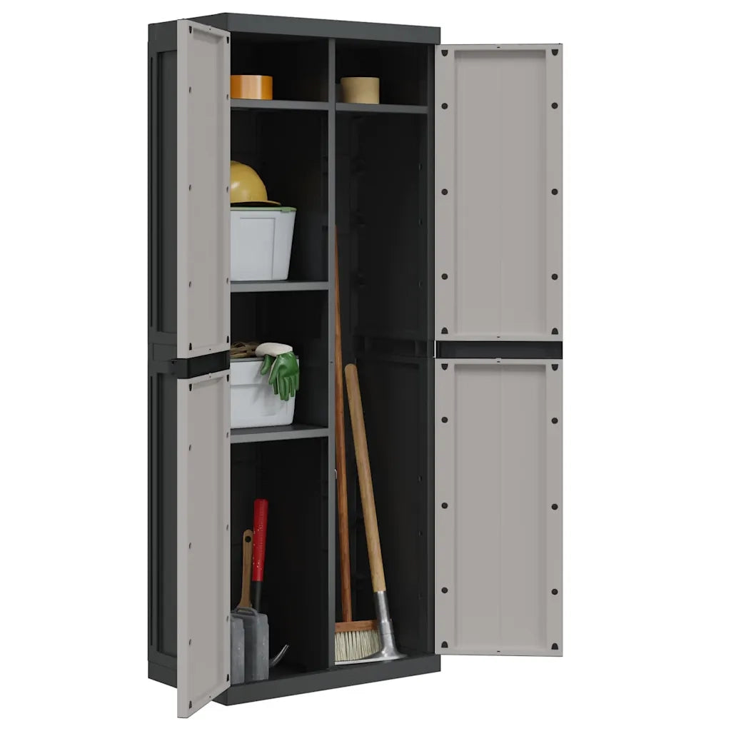 Armadio da Esterno Grigio e Nero 65x37x165 cm in PP 364200