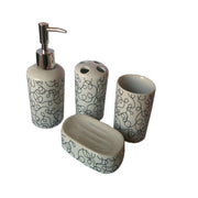 Trade Shop - Set 4 Pz Accessori Bagno In Ceramica Da Appoggio Design Moderno Fantasia -