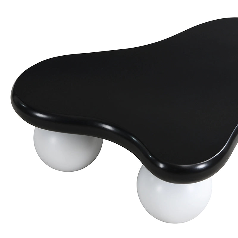 Tavolino da caffè 95x62.5x32 cm; luci LED a 16 colori; angoli arrotondati; MDF; nero e bianco