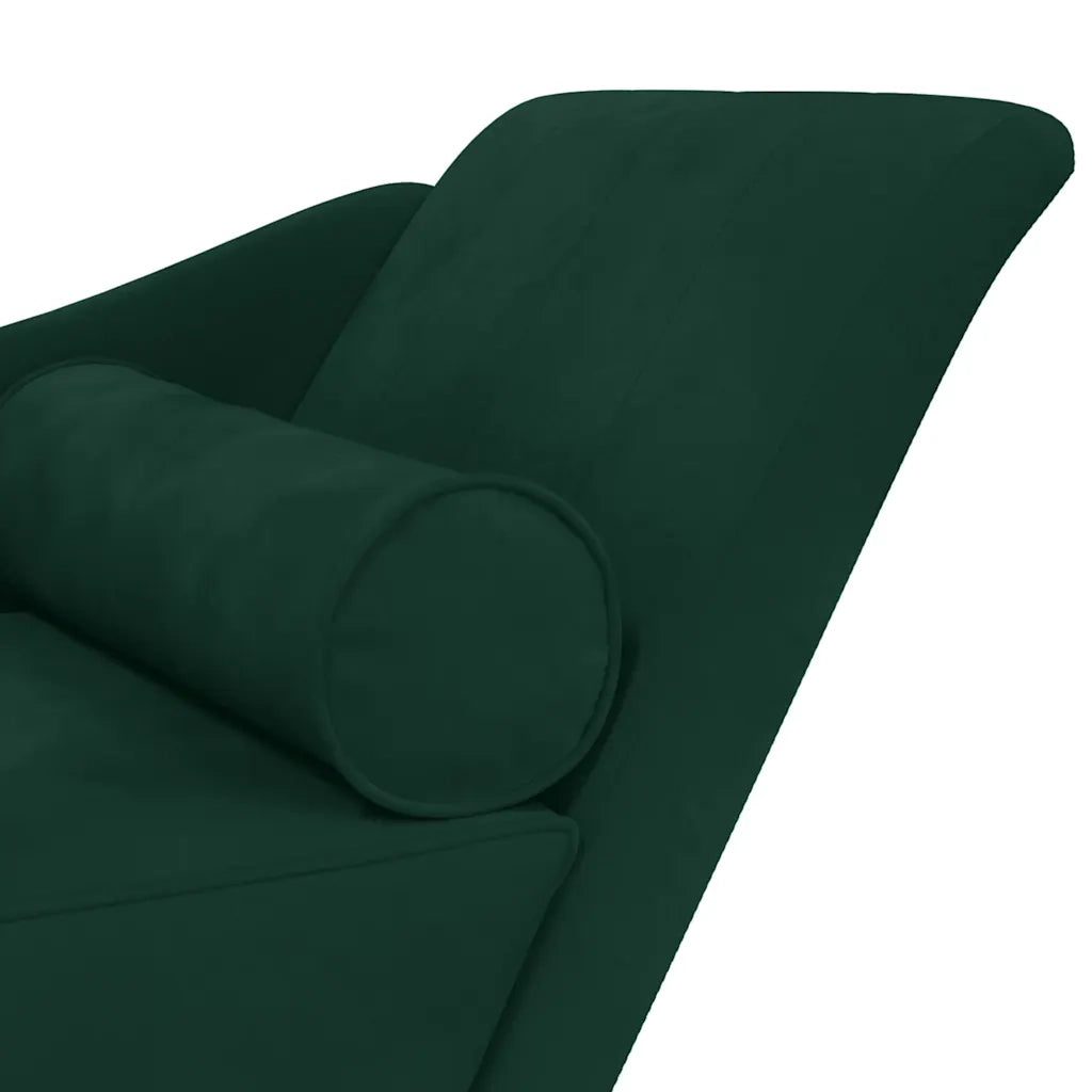 Chaise Longue con Cuscini Verde Scuro in Velluto CFW5559800