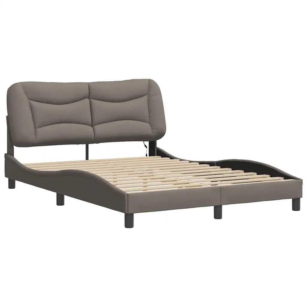 Giroletto con LED senza Materasso-Struttura Letto Hvar Tortora 140x190 cm in Tessuto