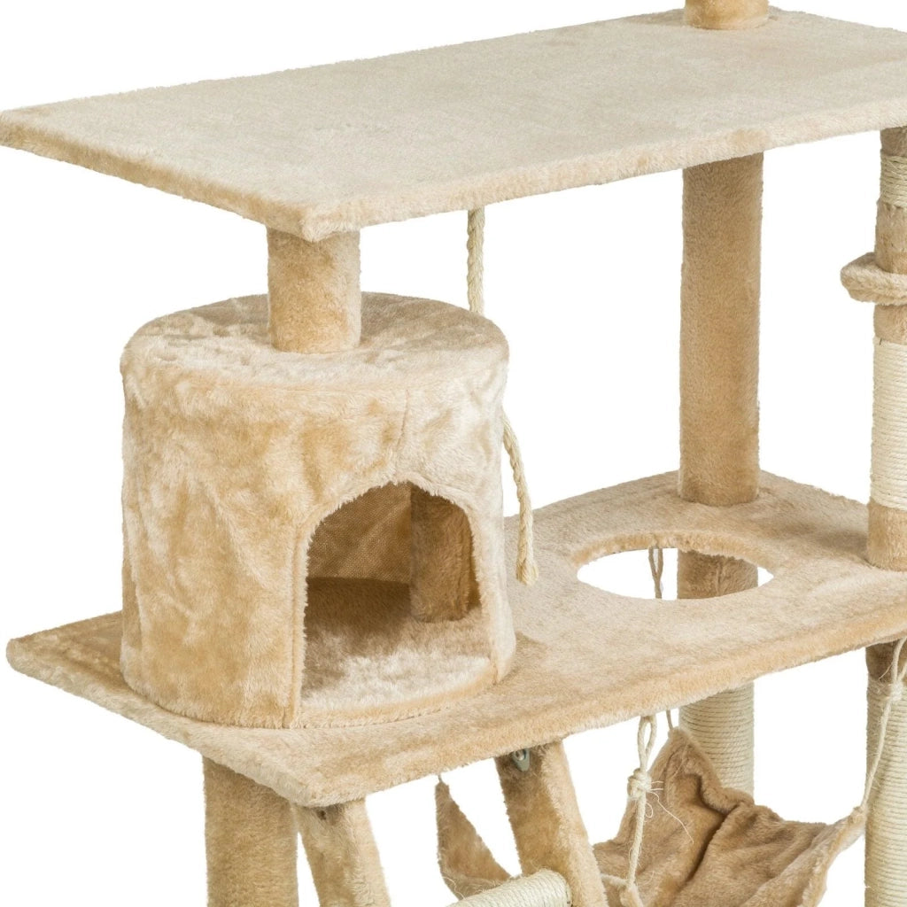 Tiragraffi albero per gatti cuccia per gatti giocattolo animale di peluche beige 141 cm 08_0000513