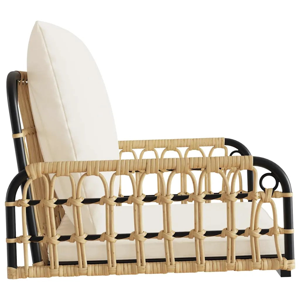 Sedia a Dondolo con Cuscini 63x58x39 cm Polyrattan e Acciaio