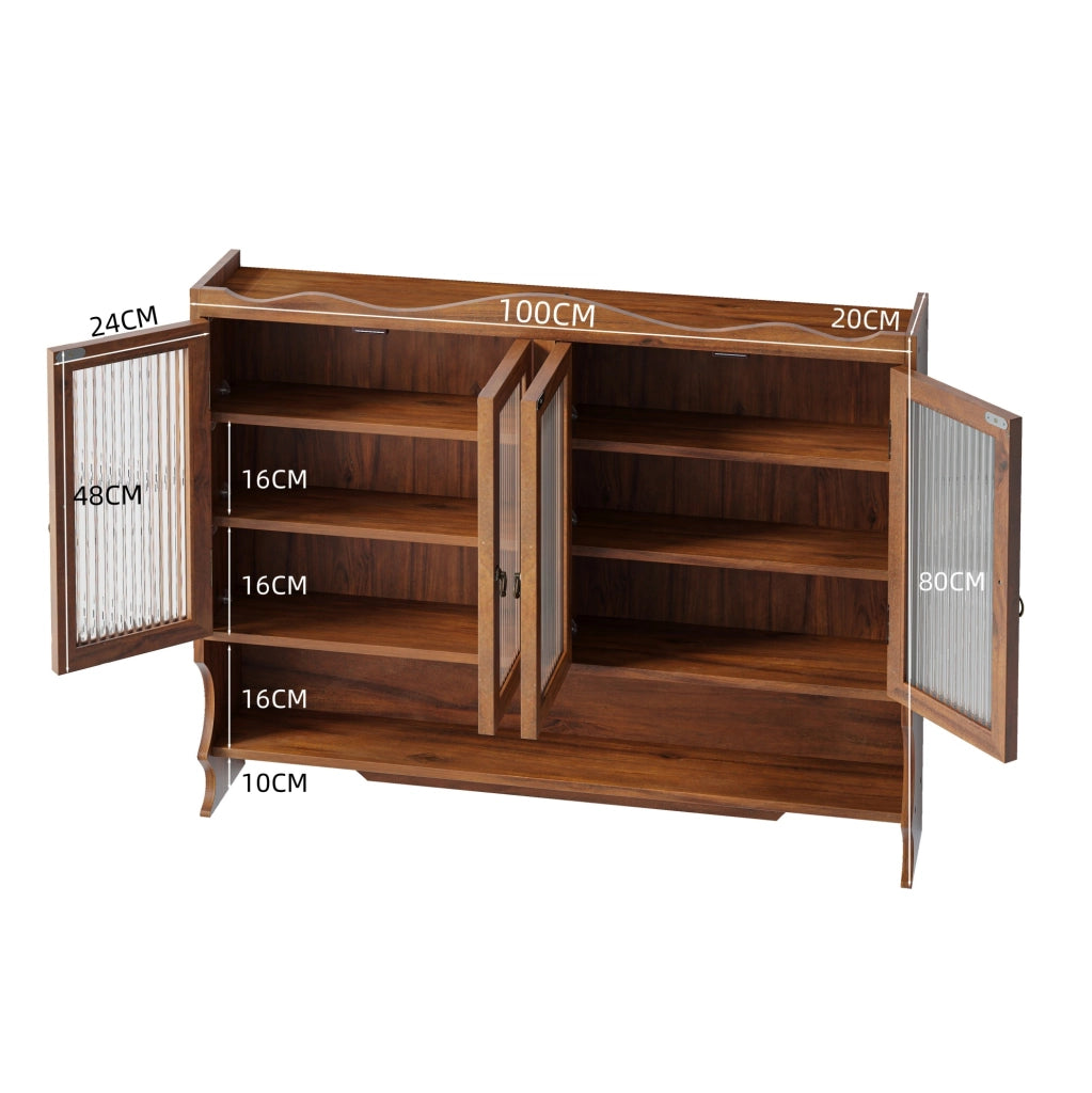 Mobile contenitore in legno e vetro marrone, 100 x 20 x 80 cm