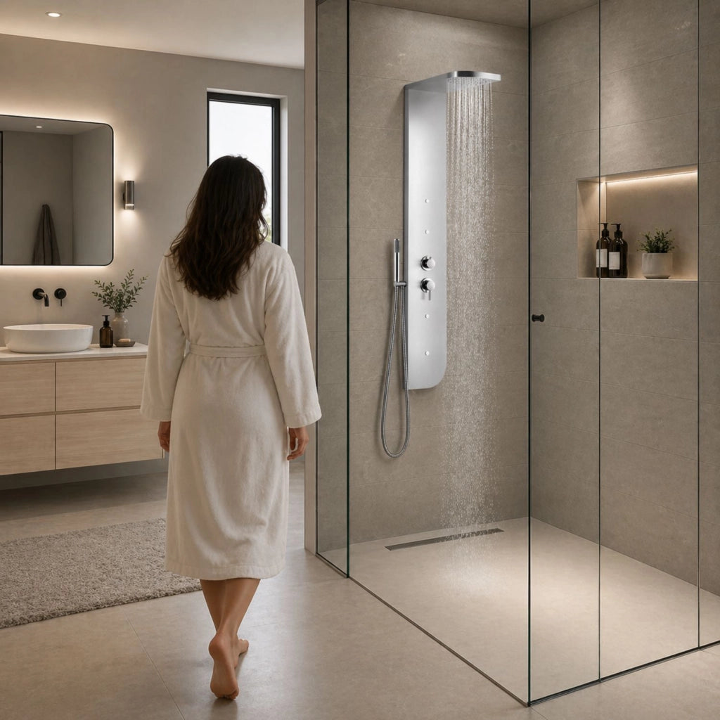 Colonna doccia acciaio inox 3 funzioni 4 bocchette idro lombari l20xp50xh150 005b *** finitura- cromo lucido, confezi...