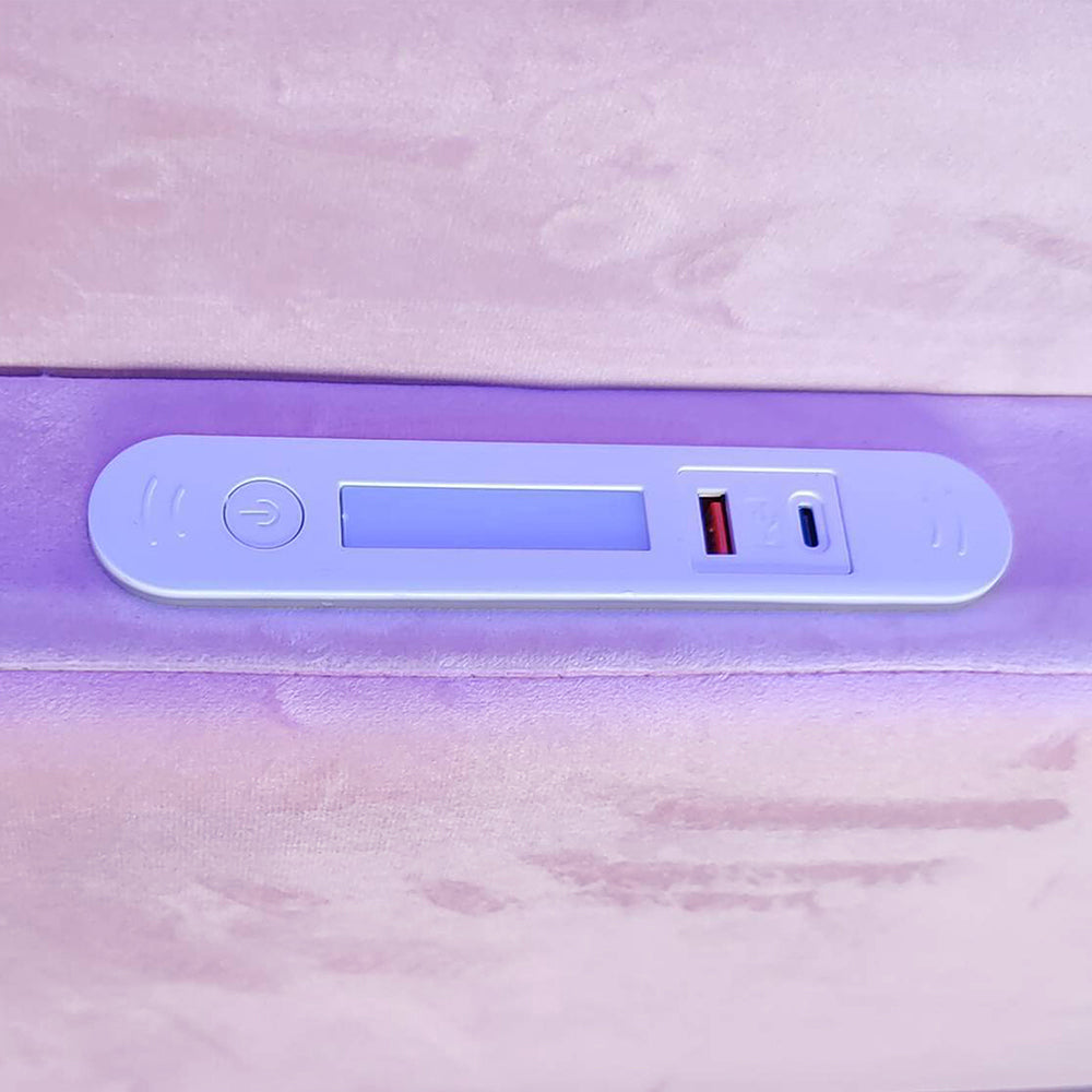 Letto bambino-Xylo-90x200 cm-LED, USB, idraulico, velluto rosa