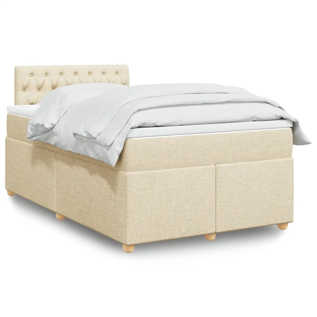 vidaXL Giroletto a Molle con Materasso Crema 120x190 cm in Tessuto