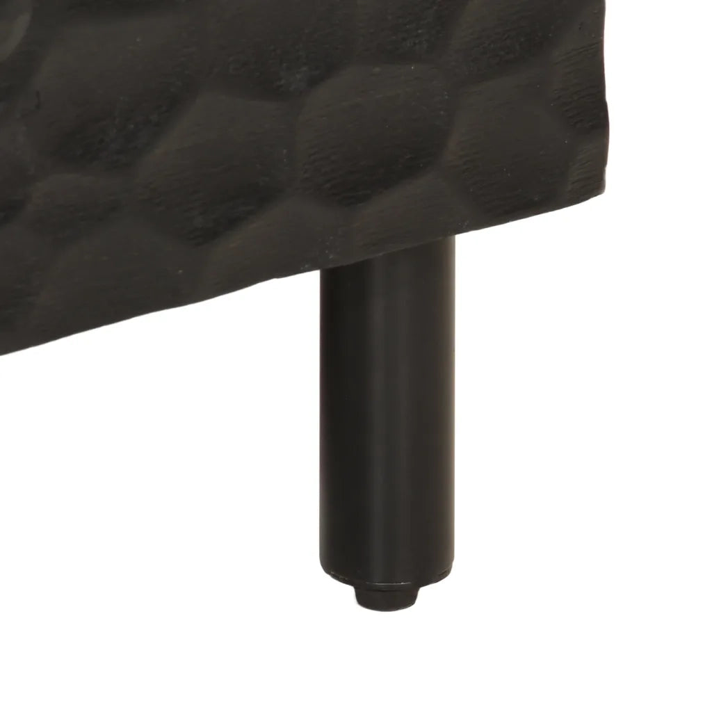 Mobile Porta TV Nero 80x33x46 cm in Legno Massello di Mango 356836
