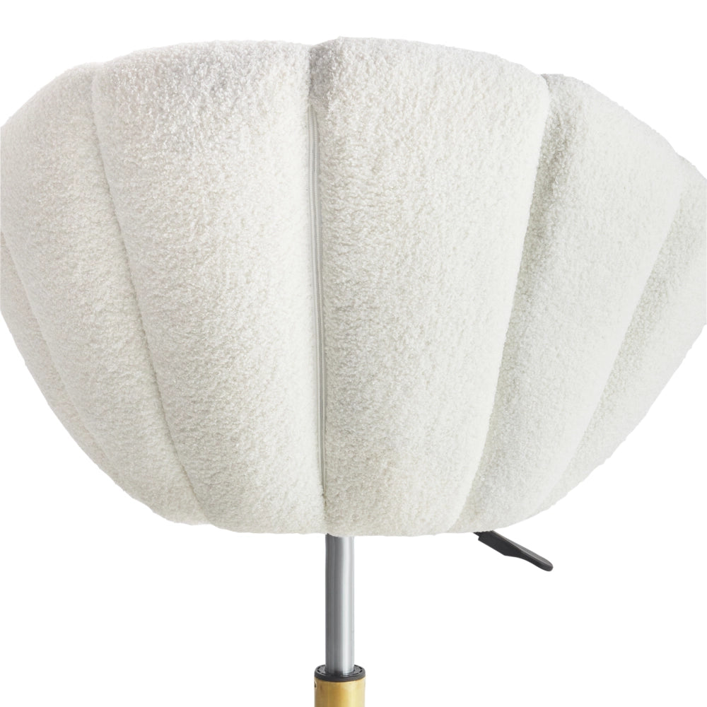 Elegante sedia da ufficio girevole in tessuto bouclè bianco con base regolabile in altezza Design moderno Home Office