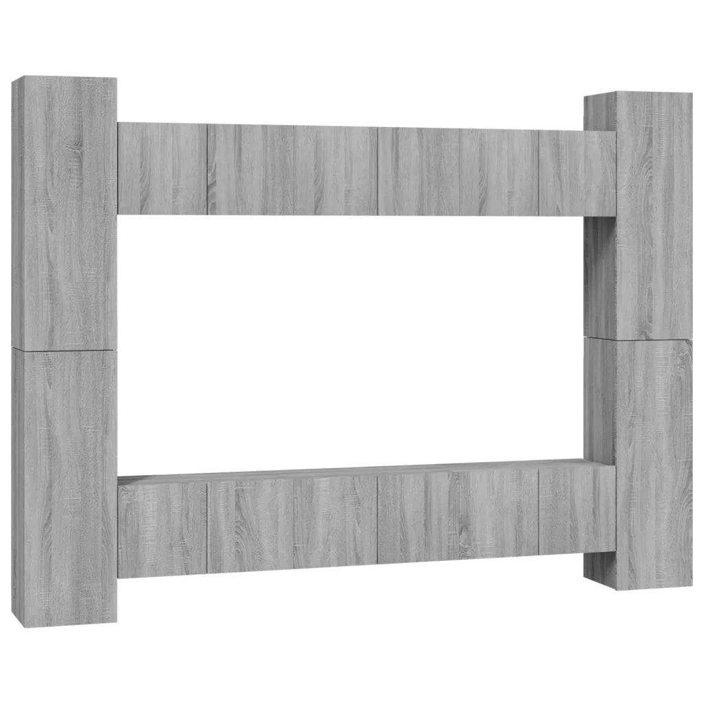 Set Mobili Porta TV 10 pz Grigio Sonoma in Legno Multistrato