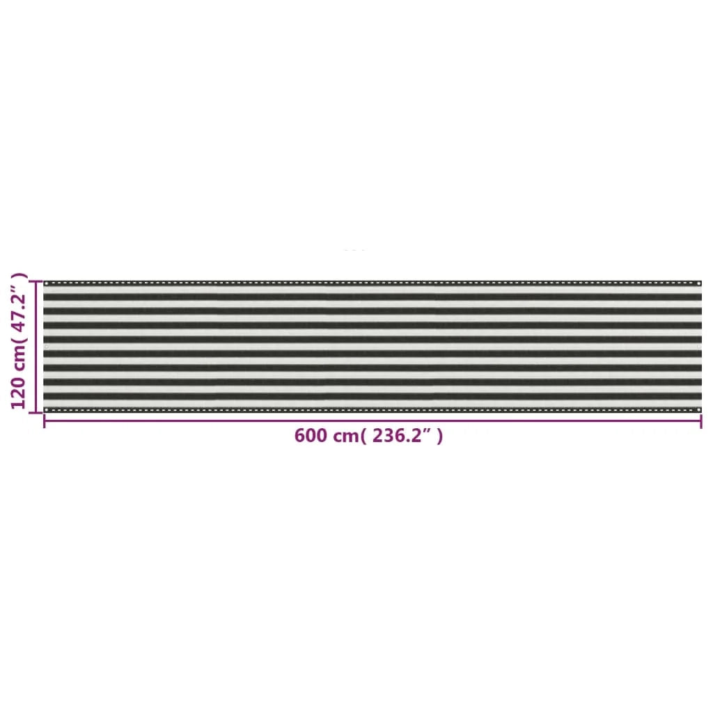 Schermo per balcone in HDPE 120 x 600 cm antracite e bianco 02_0010332