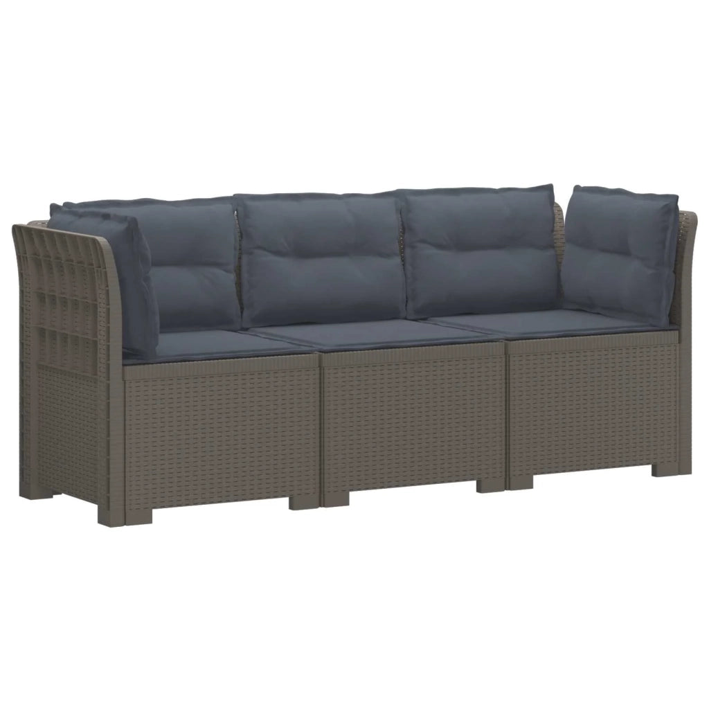 Divano da giardino 3 posti con cuscini in look rattan PP 3443849