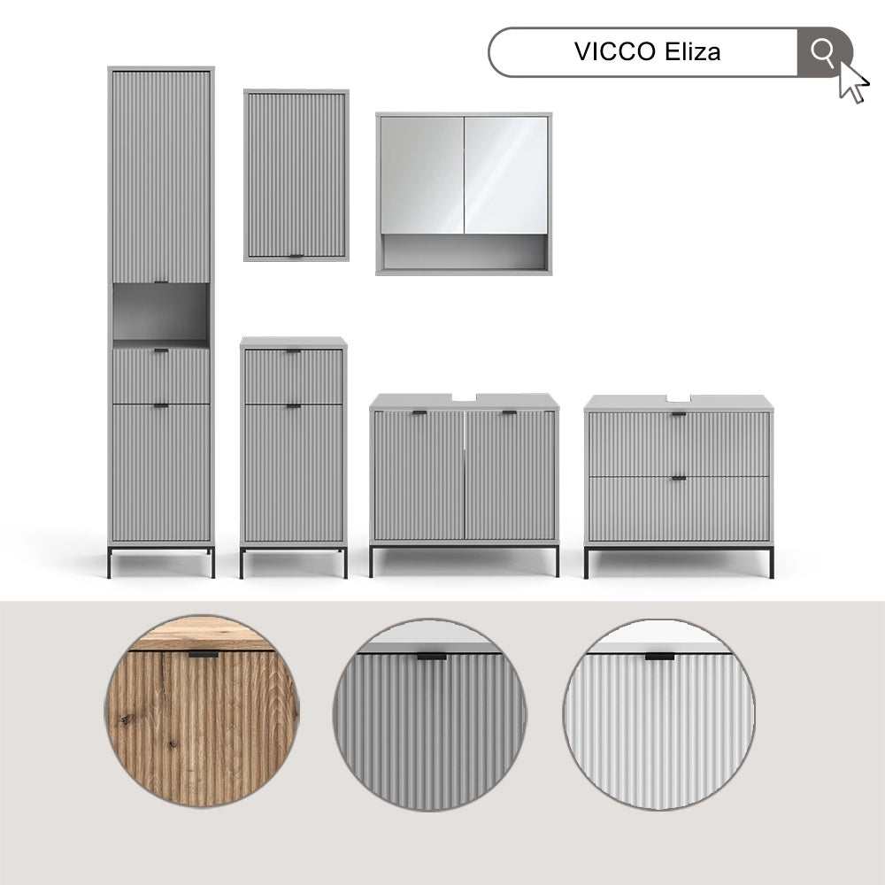 Vicco Mobile sottolavabo per bagno Grigio 70 x 63 cm con ante