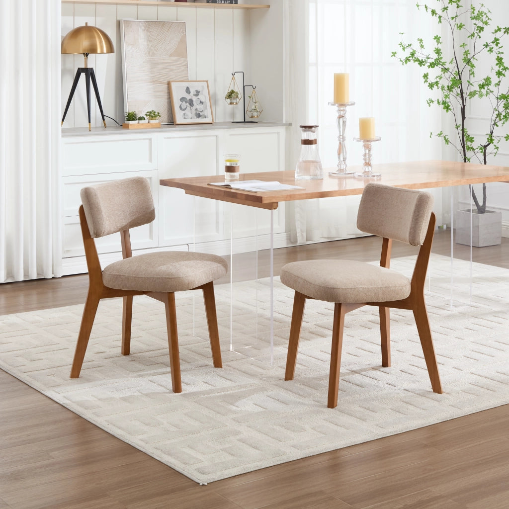 Sedie da Pranzo Set 2 Pezzi ¨C MINIMAL ¨C Tessuto Imbottite Gambe Legno Massello