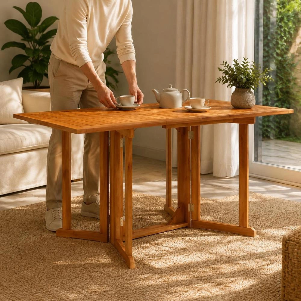 Butterfly Garden Folding Table 150x90x75 Cm Solid Teak Wood
