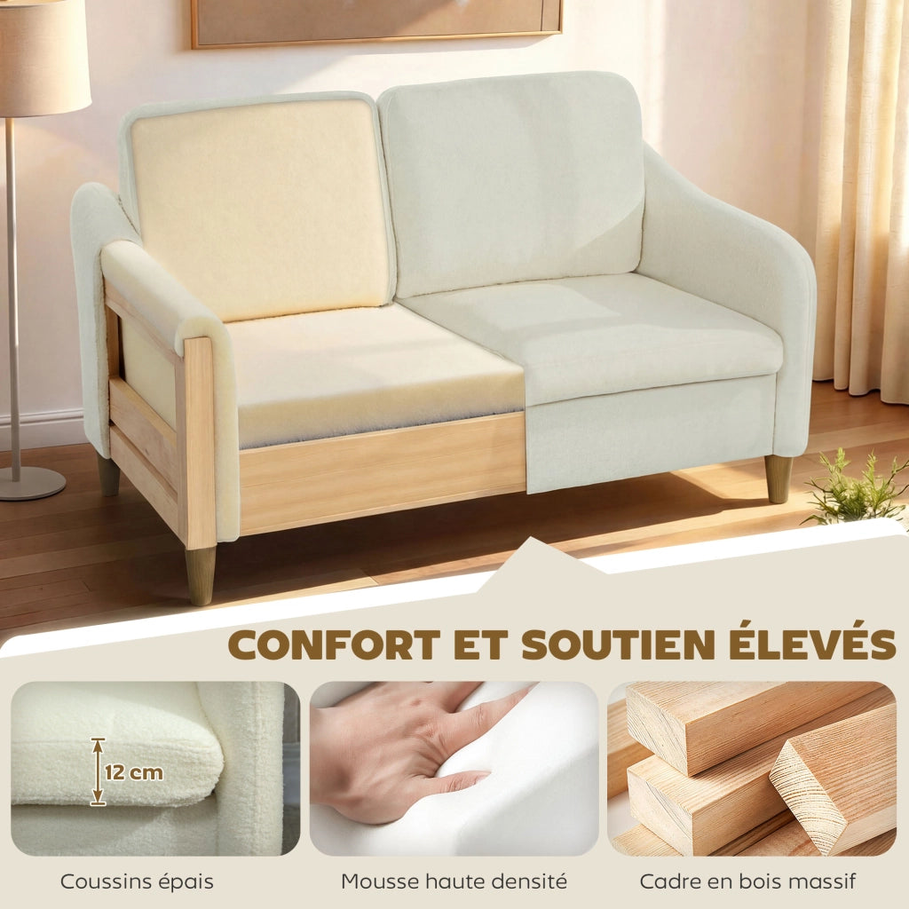 Divano 2 posti in tessuto con cuscini ¨C zephmum ¨C 137x69x82 cm crema