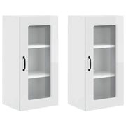 Set di 2 pensili da cucina minimalisti e funzionali 40 x 31 x 80 cm in legno composito bianco lucido 02_0053672