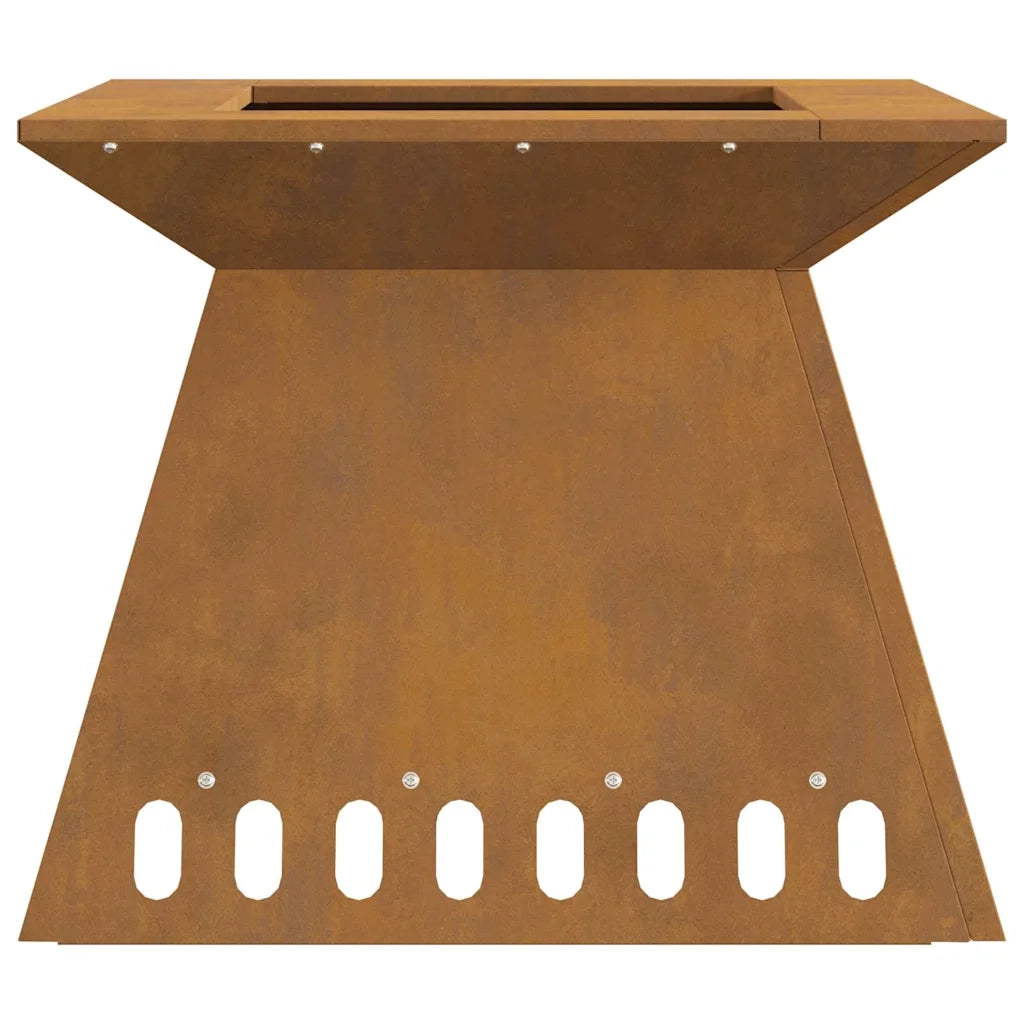 Focolare-Stufa-Camino Marrone 48 x 48 x 40 cm acciaio corten