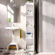 Armadio multiuso Arrow, Mobile multifunzione portascope, Armadio alto multiuso a 1 anta, 39x35h190 cm, Bianco
