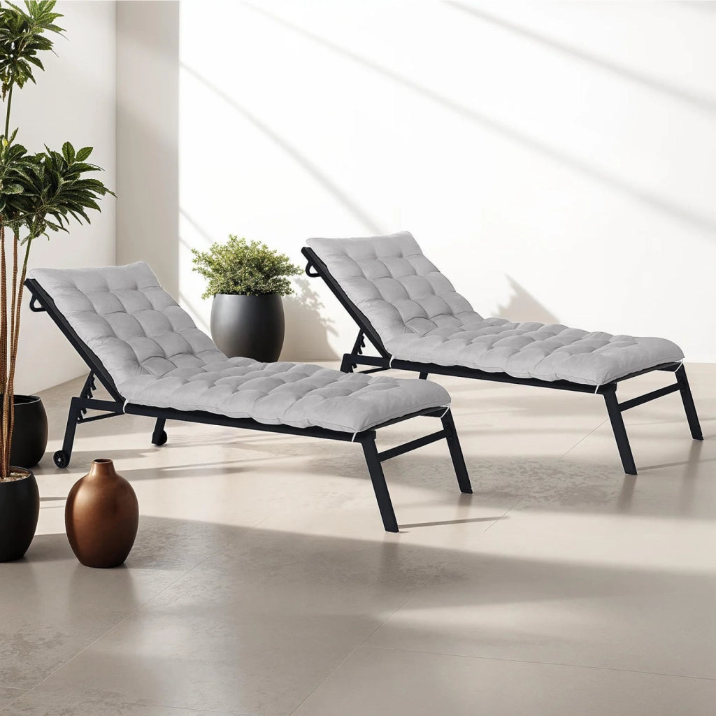 IDMarket - Set di 2 cuscini universali per sdraio ADAM 180 cm, grigio
