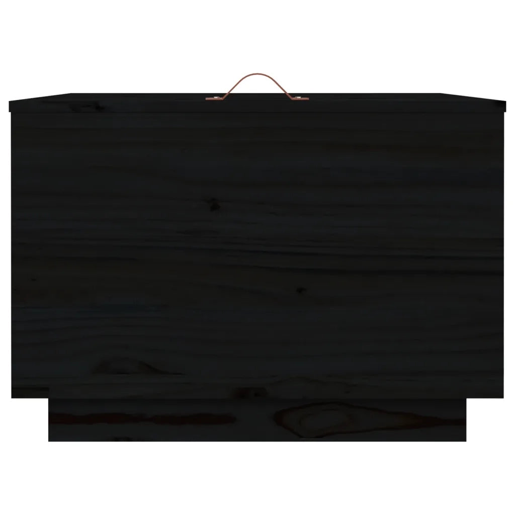 Contenitori Portaoggetti Coperchi 3pz Neri Legno Massello Pino 818249