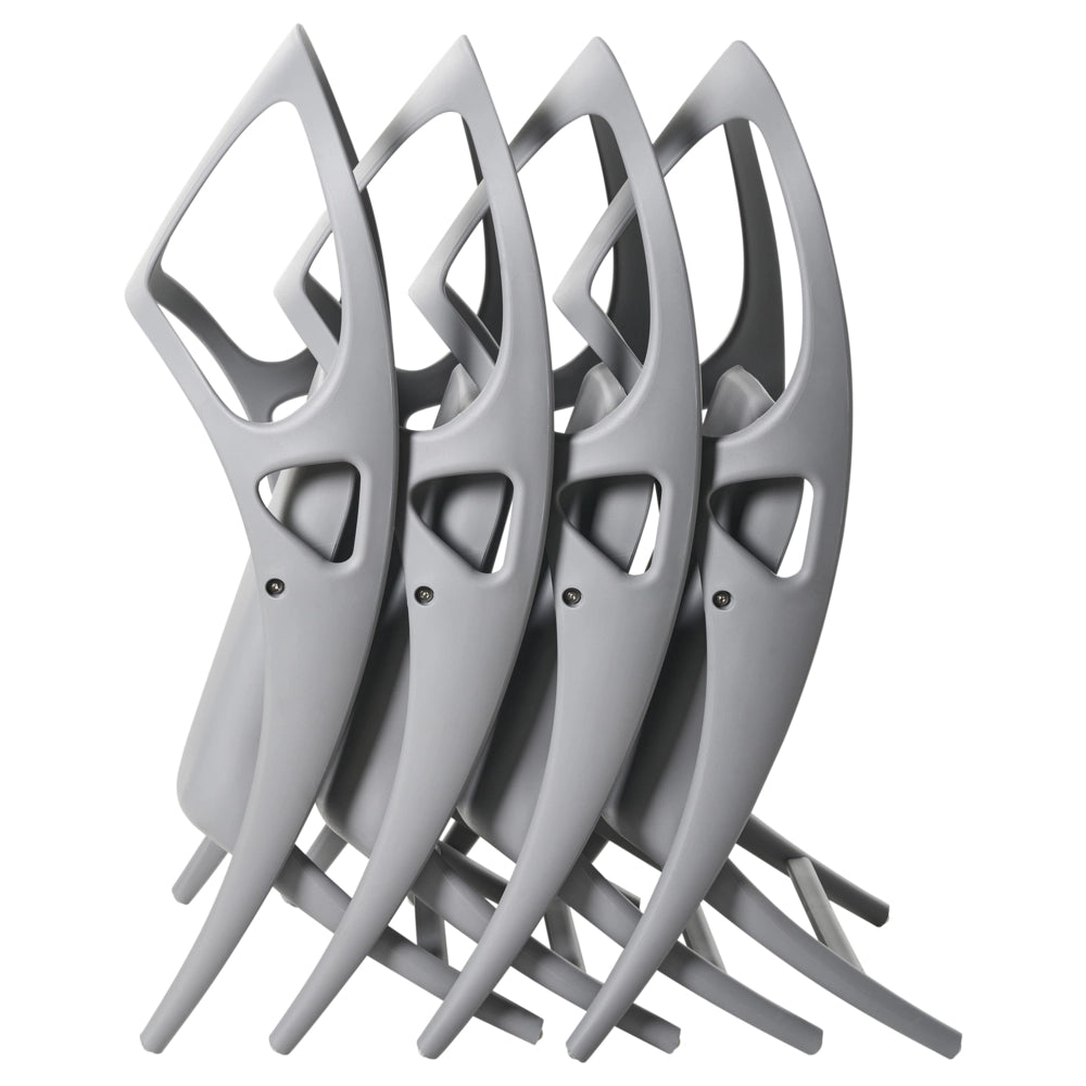 Set di 4 sedie da giardino in polipropilene grigio plastica leggera e resistente agli agenti atmosferici per interni e per esterni.