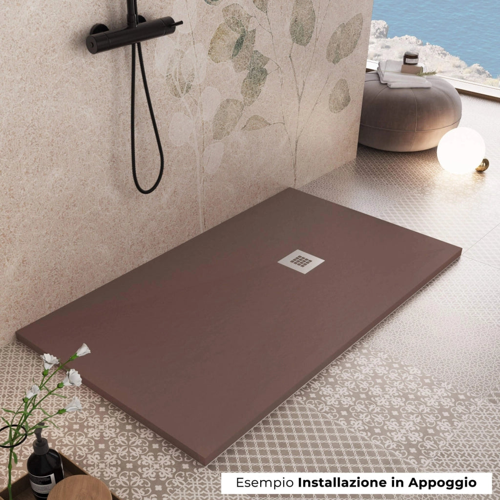 Piatto Doccia in Pietra 75x130 cm Bonussi Ardesia Everest Marrone