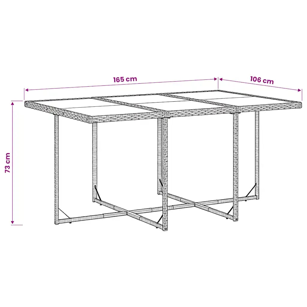 Set da Pranzo da Giardino 7 pz con Cuscini in Polyrattan Grigio