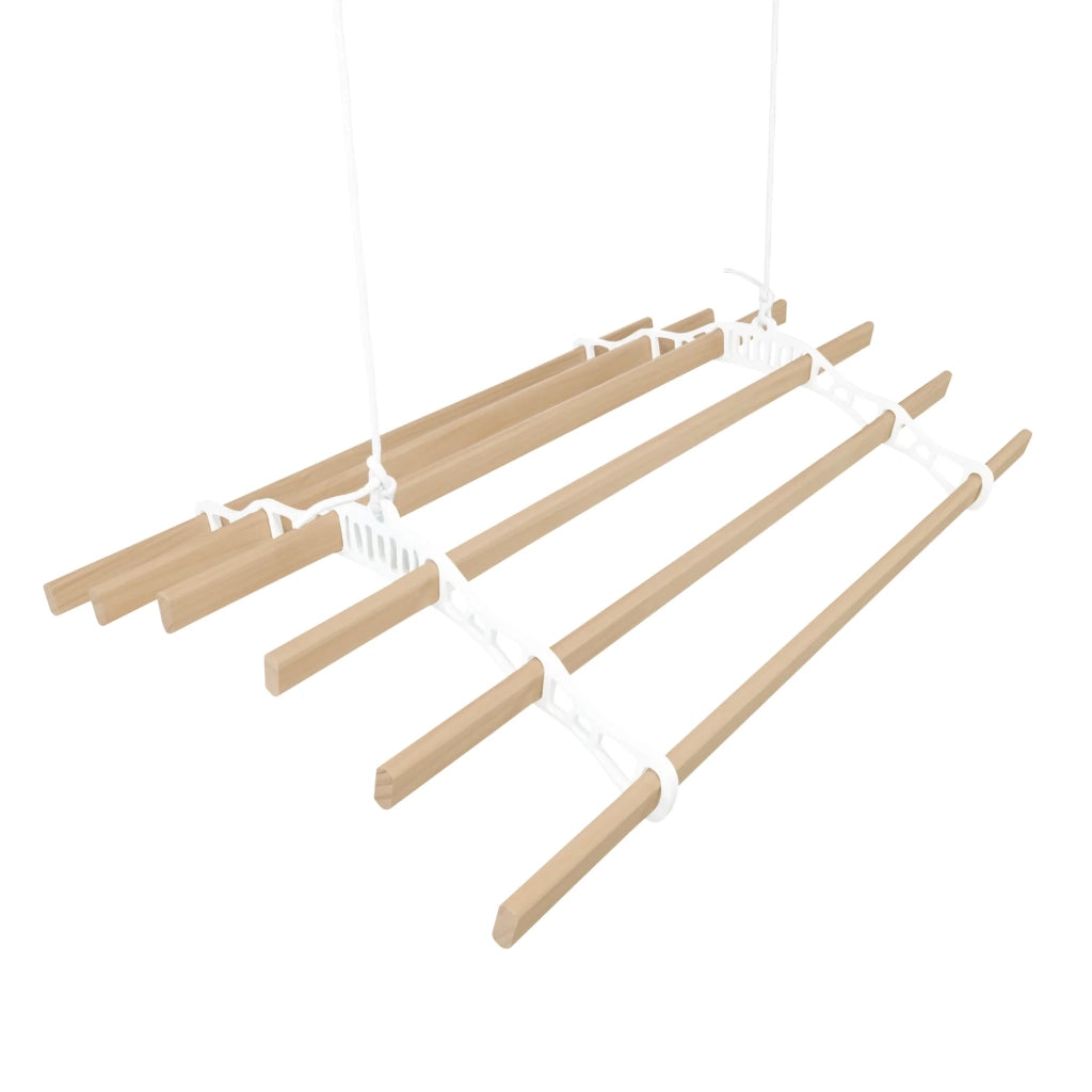 Stendibiancheria a Soffitto con Puleggia 6 Listelli 0,9m Bianco