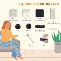 Recinto per Animali Domestici Modulabile e Multilivello con Rampa e 2 Porte in Acciaio e PP, 105x70x116 cm, Nero