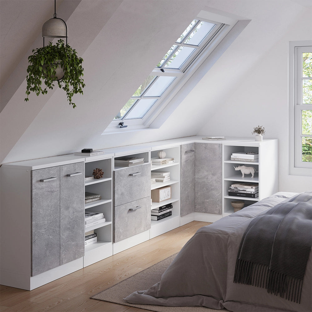 Armadio per tetto spiovente Rion Bianco/Bianco 80 x 83.8 cm con 4 scomparti, carcassa 60 cm profondità Vicco