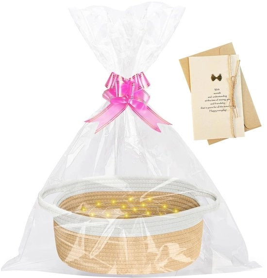 Confezione regalo Leve - Cestino intrecciato - Copertura per regalo - Carte di auguri - Risparmio di spazio - Ripiegabile - Grande apertura - Cestino regalo