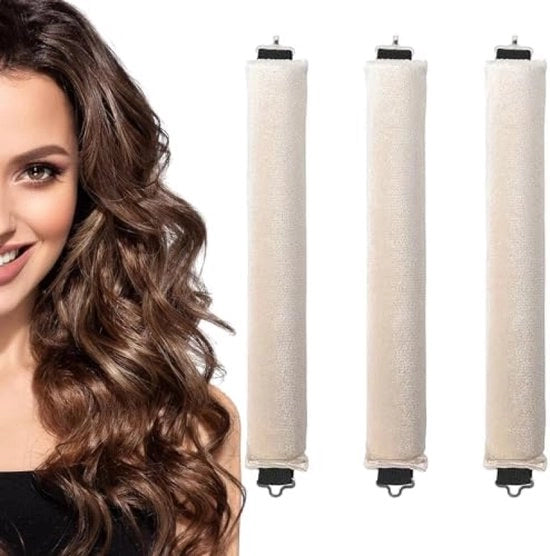 3 set di bobine per capelli senza calore per capelli lunghi e medi, creazione di onde senza calore, bobine per onde grandi, bobine morbide e soffici con chiusura a gancio.