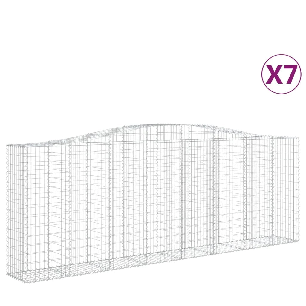 Set di 7 gabbioni ad arco per recinzioni a gabbia e muri di contenimento 400 x 50 x 140/160 cm ferro zincato argento 02_0041138