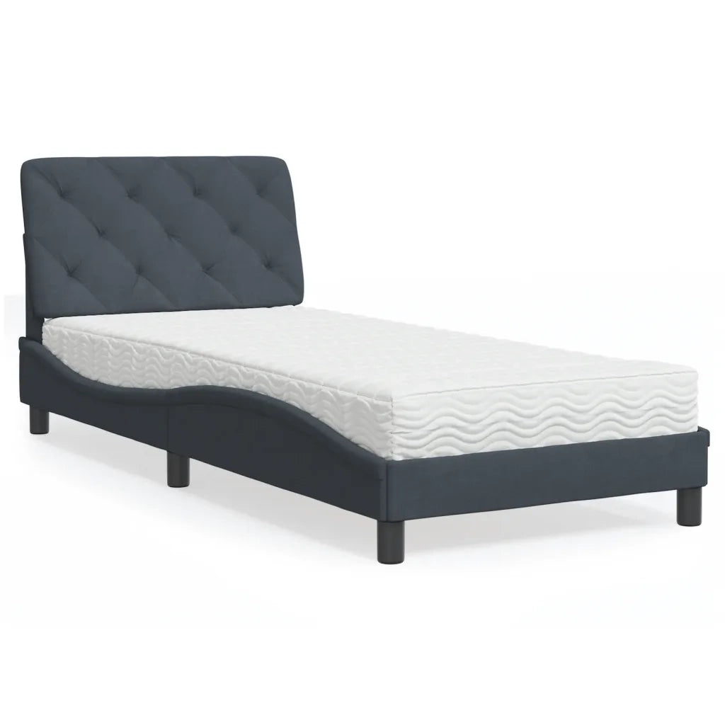 Letto con Materasso Grigio Scuro 90x200 cm in Velluto 3208635