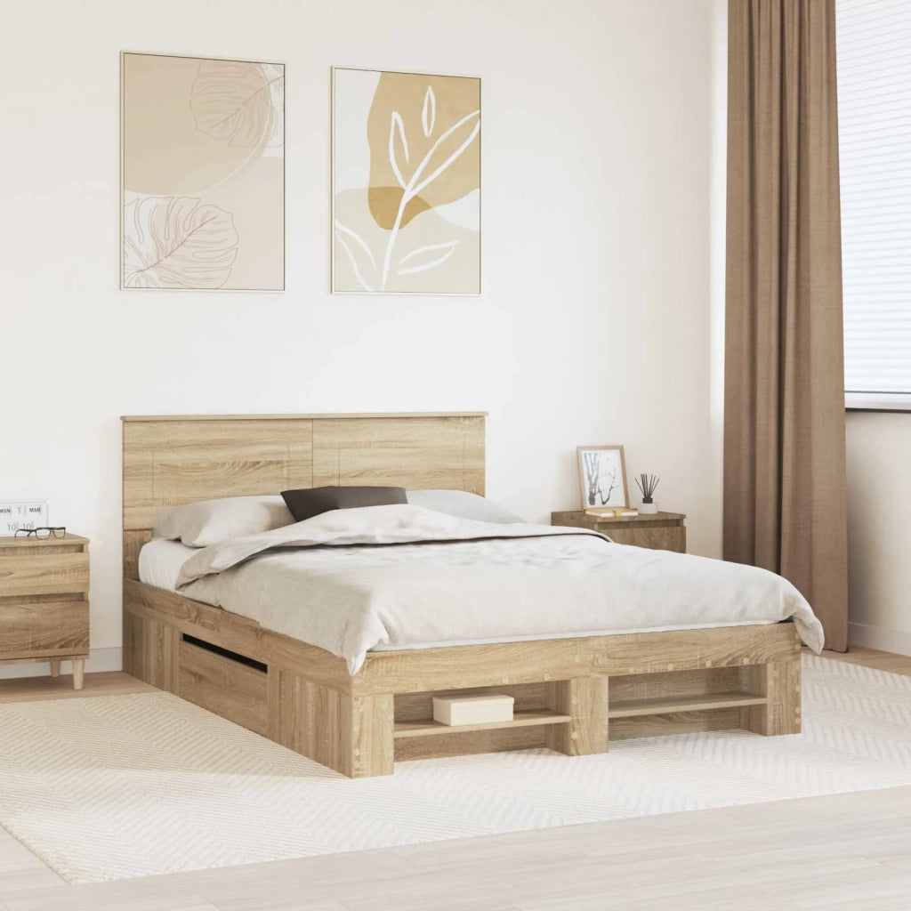 Struttura del letto con testiera Rovere Sonoma 140 x 200 cm 3408762