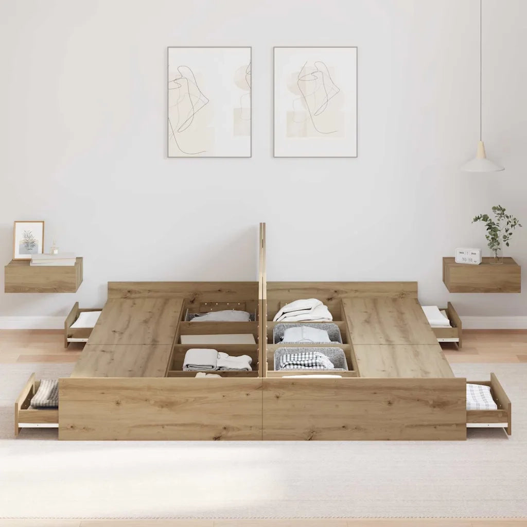 Struttura letto con contenitore Rovere artigianale 180 x 200 cm 3335276