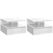 Comodino a muro con cassetto scorrevole ¨C zephmum ¨C bianco 35x32x22.5 cm