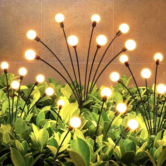 Set di illuminazione solare per giardino da 4 a 32 LED - Luce calda - 2 livelli di illuminazione - Effetto Firefly in movimento - IP65 impermeabile - Per giardino, piazzale e terrazza