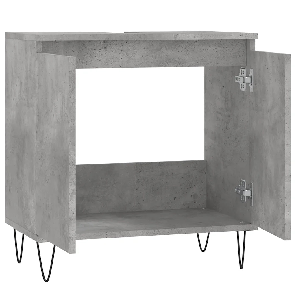 Armadietto da Bagno Grigio Cemento 58x33x60cm Legno Multistrato 831584