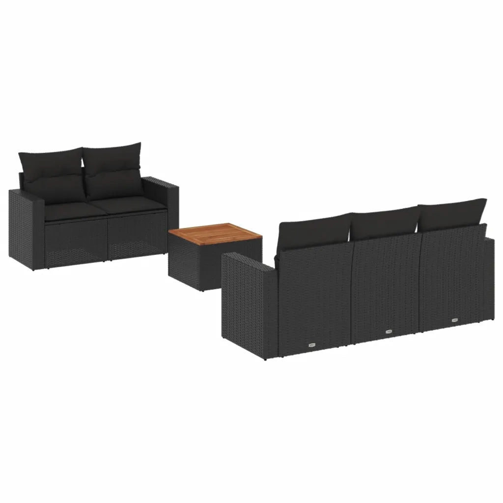 Set Divano da Giardino 6 pz con Cuscini Nero in Polyrattancod mxl 114872