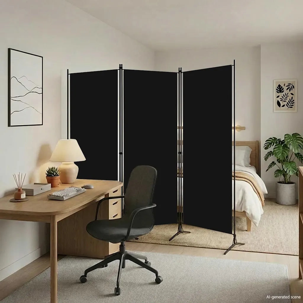 Paravento a 3 Pannelli Nero 260x180 cm 320734