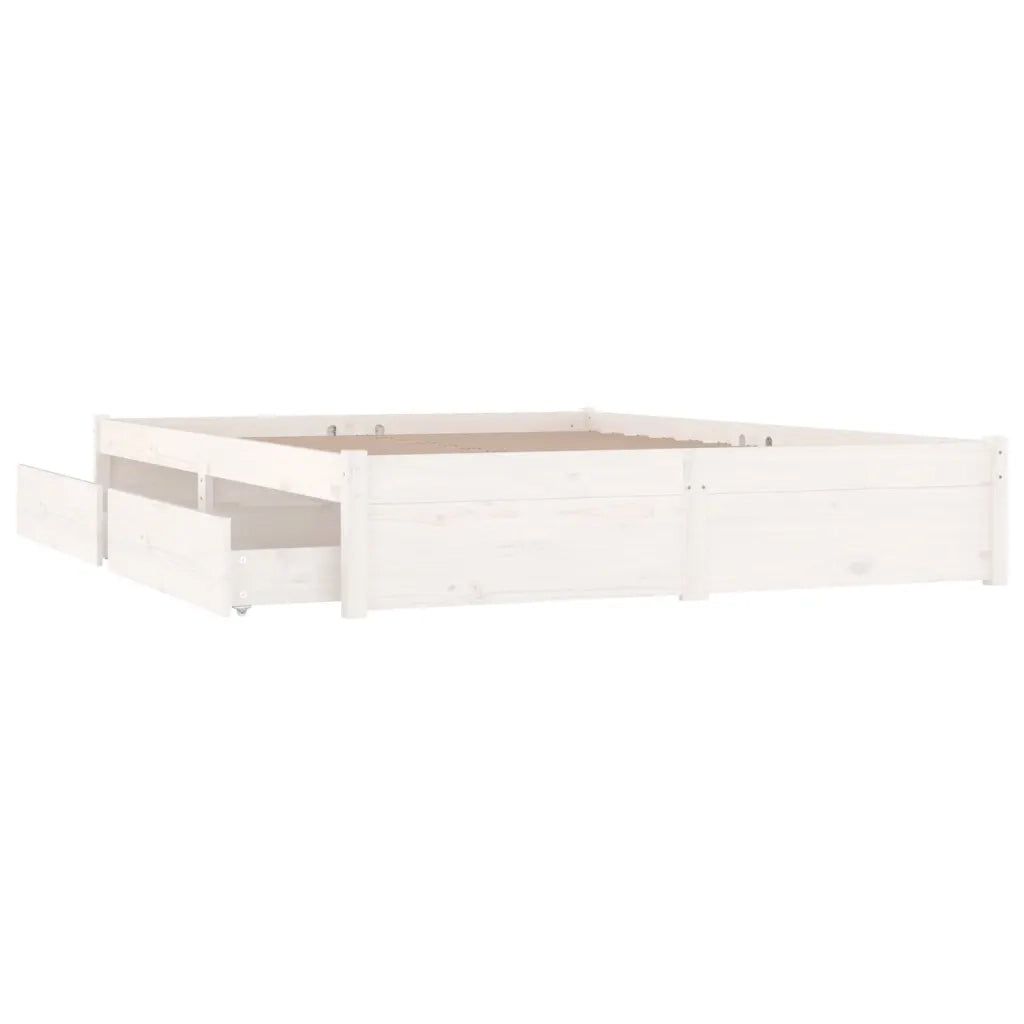 Giroletto con Cassetti-Struttura Letto con contenitore Bianco 180x200 cm Super King